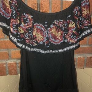 Black detailed off the shoulder top